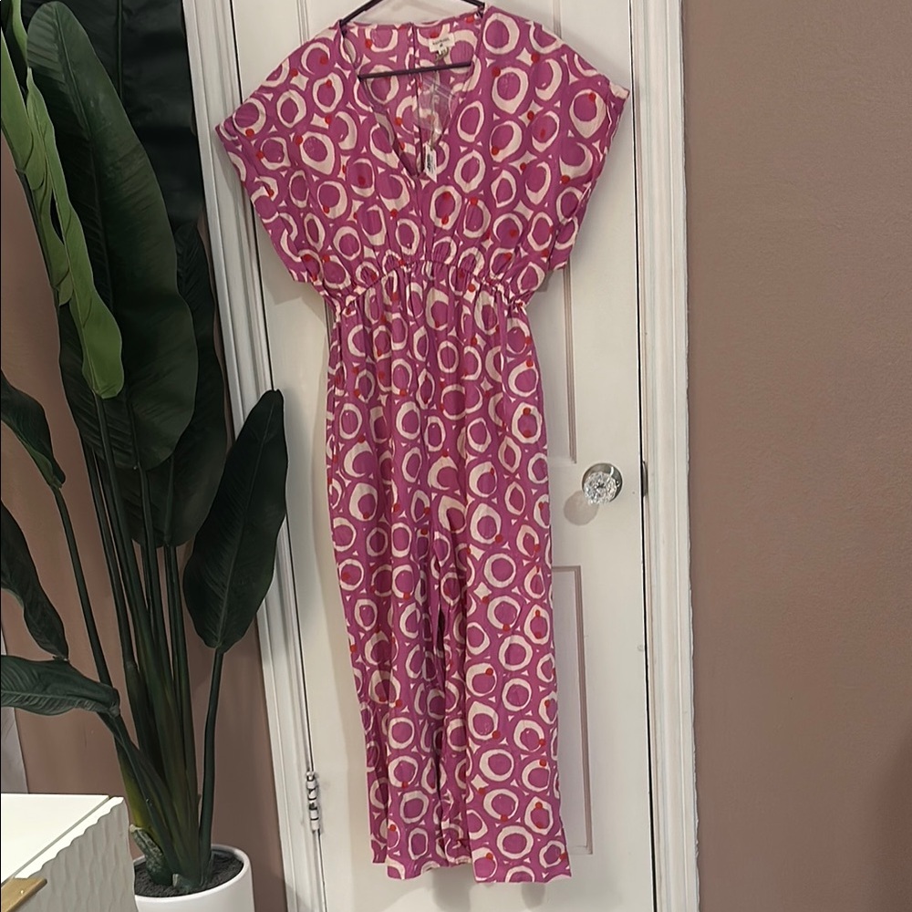 Pink and White Patterned Jumpsuit